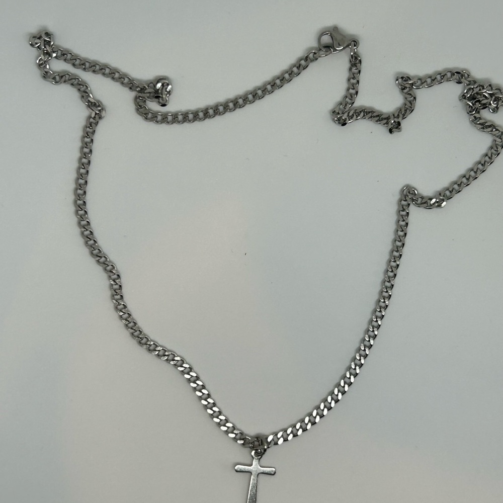 Stainless steel cross necklace 20” crucifix pendant men’s - Picture 2 of 7